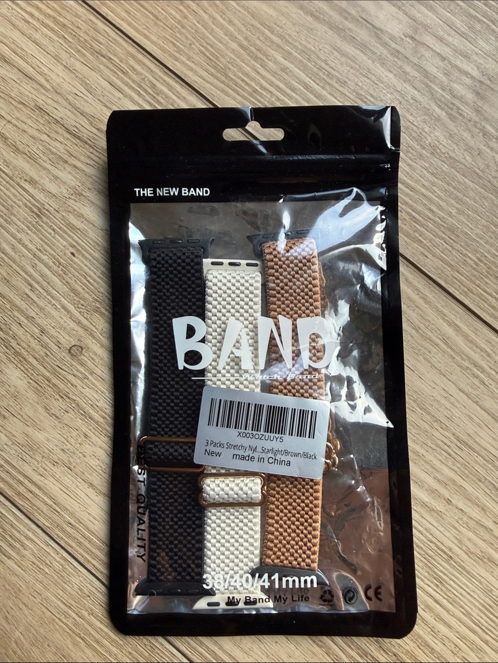 NWT BAND Woven Replacement Watch Straps - Black, Cream & Brown